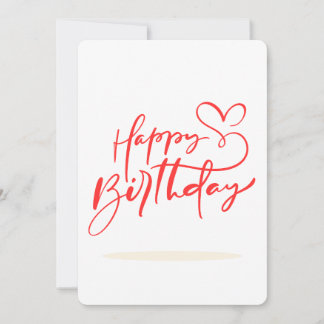 Happy Birthday Calligraphy with Heart Design Einladung