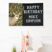 Happy Birthday Camouflage Deer Junting Men's Banne Banner (InSitu)
