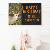 Happy Birthday Camouflage Deer Junting Men's Banne Banner (InSitu)