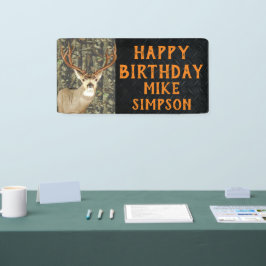 Happy Birthday Camouflage Deer Junting Men's Banner