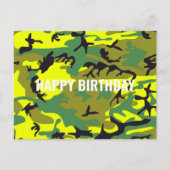 Happy Birthday Camouflage Yellow Green Abstrakt Postkarte (Vorderseite)