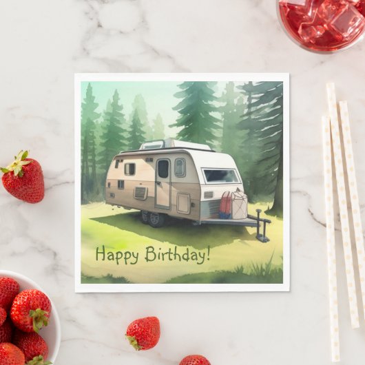 Happy Birthday Camping Serviette (Beispiel)
