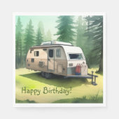 Happy Birthday Camping Serviette (Vorderseite)