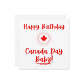 Happy Birthday Canada Day Baby Karte (Vorderseite/Rückseite Beispiel)