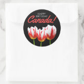 Happy Birthday Canada Day Maple Leaf Tulips Runder Aufkleber (Tasche)