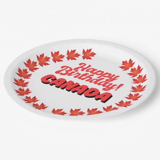 Happy Birthday Canada Pappteller (Schrägansicht)