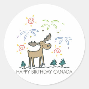 Happy Birthday Canada Runder Aufkleber
