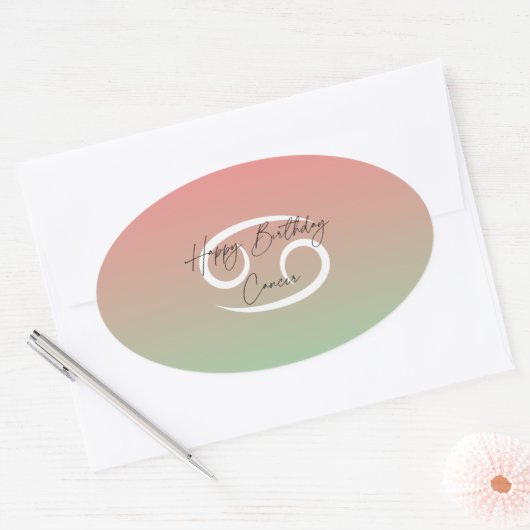 Happy Birthday Cancer Ovaler Aufkleber (Umschlag)