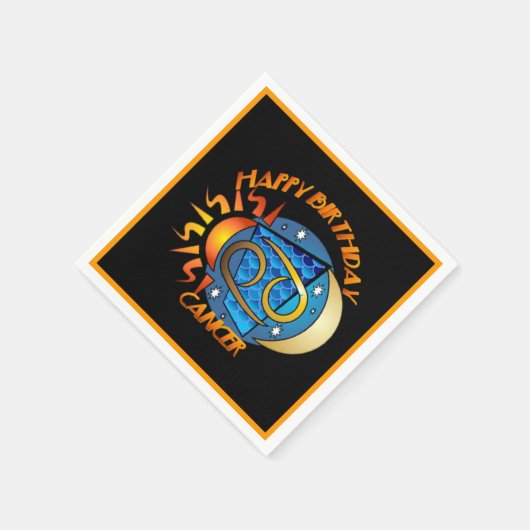 Happy Birthday Cancer Zodiac Birth Sign Napkins Serviette (Ecke)