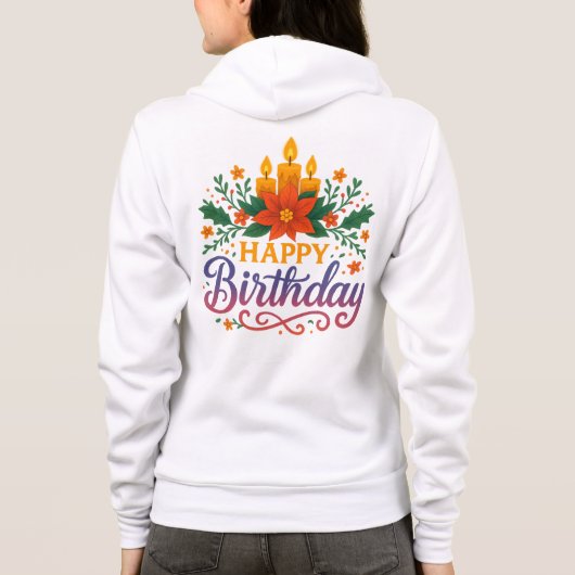 Happy Birthday Candle Adult Zip-Up Hoodie (Rückseite)