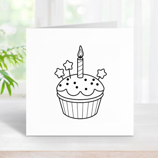 Happy Birthday Candle Cupcake Color Me Gummistempel