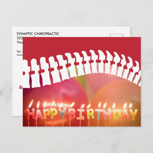 Happy Birthday Candles and Spine Chiropractic Postkarte (Vorne/Hinten)