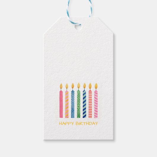 Happy Birthday Candles Modern Artisan Colorful Fun Geschenkanhänger (Vorderseite)