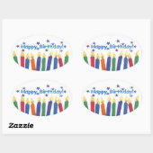 Happy Birthday Candles Ovaler Aufkleber (Blatt)