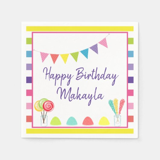 Happy Birthday Candy Land Sweet Leckerei Custom Pa Serviette (Vorderseite)