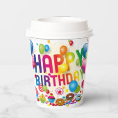 Happy Birthday Candy und Balloons Pappbecher (Rückseite)