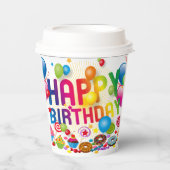 Happy Birthday Candy und Balloons Pappbecher (Vorderseite)