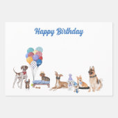Happy Birthday Canine Hund Rassen Geschenkpapier Set (Vorderseite)