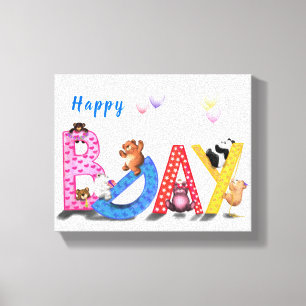 Happy Birthday Canvas Print Baby Bears Party Leinwanddruck