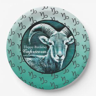 Happy Birthday Capricorn Horoscope Zodiac Ziege Pappteller