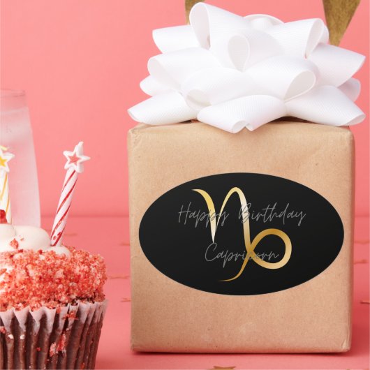 Happy Birthday Capricorn Ovaler Aufkleber (Party)