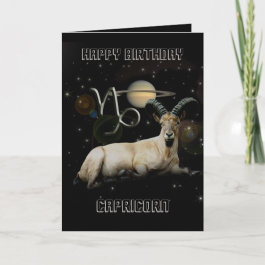 Happy Birthday Capricorn Ziege Saturn Gruß Karte (Vorderseite)