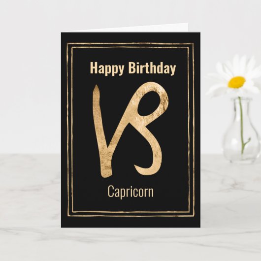 Happy Birthday Capricorn zodiac Astrologie Gold Karte (Kleine Pflanze)
