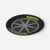 Happy Birthday Car Tire Pappteller (Schrägansicht)