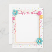 Happy Birthday Card (Vorne/Hinten)