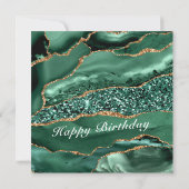 Happy Birthday Card Agate Green Gold Marmor (Rückseite)