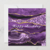 Happy Birthday Card Agate Lila Violet Gold Karte (Vorderseite)