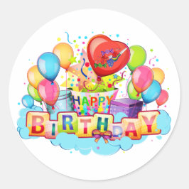 Happy Birthday Card (allgemein) Runder Aufkleber
