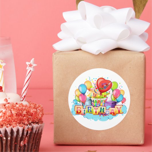 Happy Birthday Card (allgemein) Runder Aufkleber (Party)