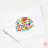 Happy Birthday Card (allgemein) Runder Aufkleber (Umschlag)