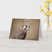 Happy Birthday Card American Kestrel Karte (Gelbe Blume)