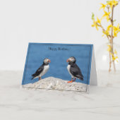 Happy Birthday Card Atlantic Puffin Karte (Gelbe Blume)