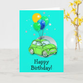 Happy Birthday Card: Auto und Balloons Karte (Gelbe Blume)