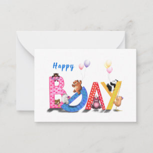 Happy Birthday Card Baby Bears Party Mitteilungskarte