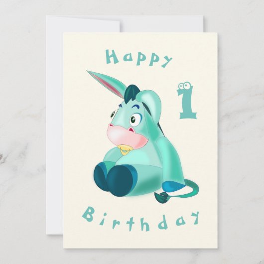 Happy Birthday Card - Baby Donkey - Ihr Alter/Jahr Karte (Vorderseite)