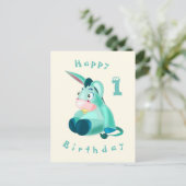 Happy Birthday Card - Baby Donkey - Ihr Alter/Jahr Postkarte (Stehend Vorderseite)