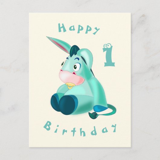 Happy Birthday Card - Baby Donkey - Ihr Alter/Jahr Postkarte (Vorderseite)
