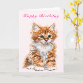 Happy Birthday Card Baby Kitten - Ihr Text Karte (Gelbe Blume)