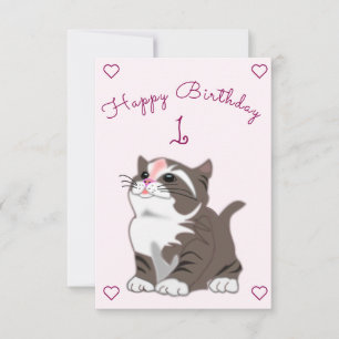 Happy Birthday Card Baby Kitten - Your Years - Age Karte