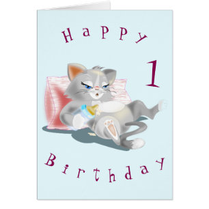 Happy Birthday Card Baby Kitty - Ihr Name Jahr