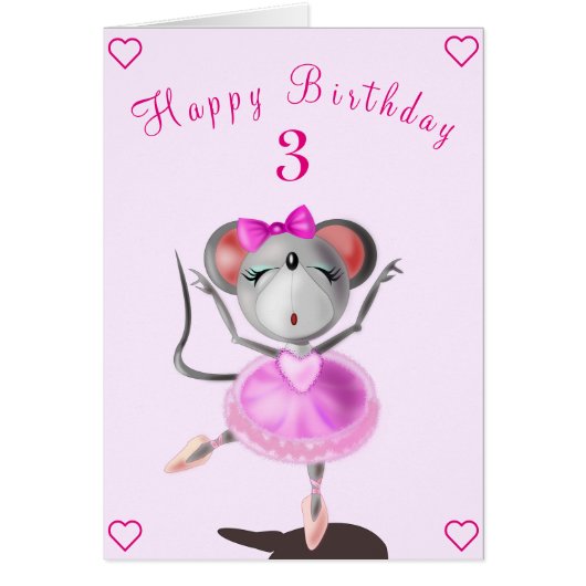 Happy Birthday Card Ballett Tänzerin Maus Ihre Jah (Vorne)