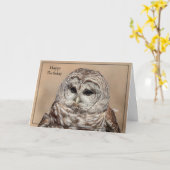 Happy Birthday Card Barred Owl Karte (Gelbe Blume)