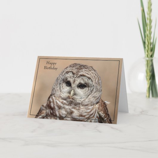 Happy Birthday Card Barred Owl Karte (Vorderseite)
