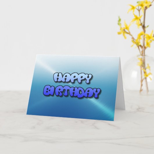 Happy Birthday Card Blauer Blasen Text Karte (Gelbe Blume)