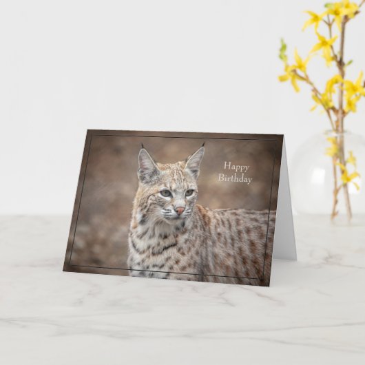 Happy Birthday Card Bobcat Karte (Gelbe Blume)