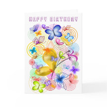 Happy Birthday Card Butterflies Spring Joy